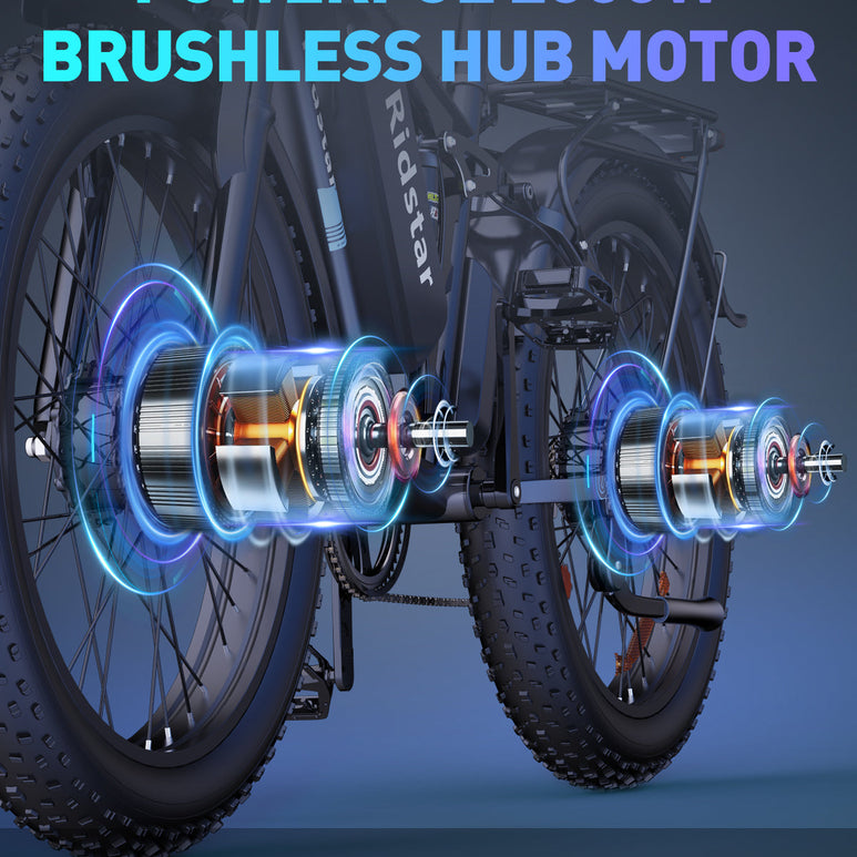 Ridstar® E Bike E26Pro Bicicletta elettrica pieghevole da montagna con pneumatici larghi