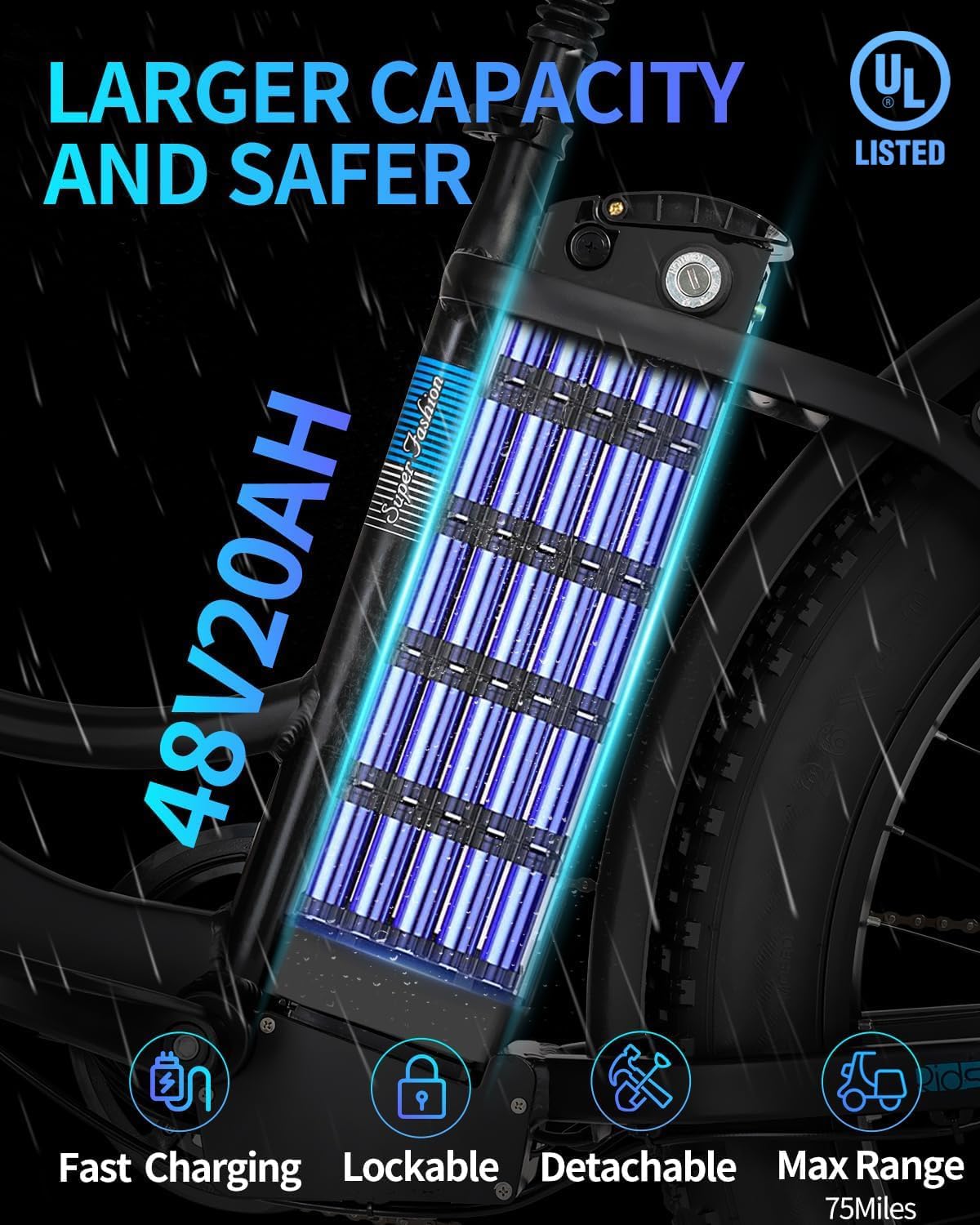 Ridstar MN26 750W Fat Tire Mountain Ebike pieghevole