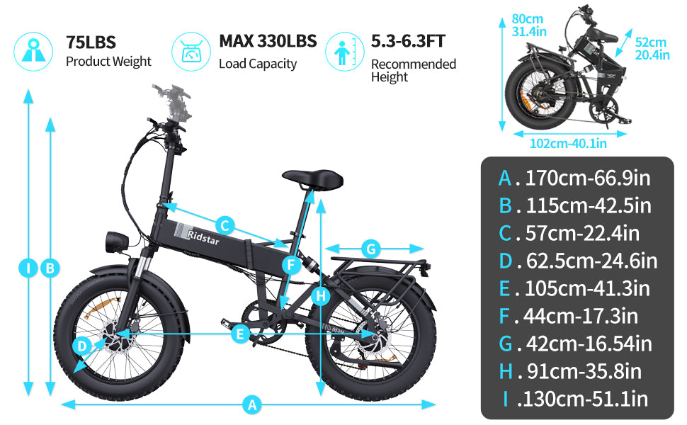Bici elettrica pieghevole Ridstar H20Pro