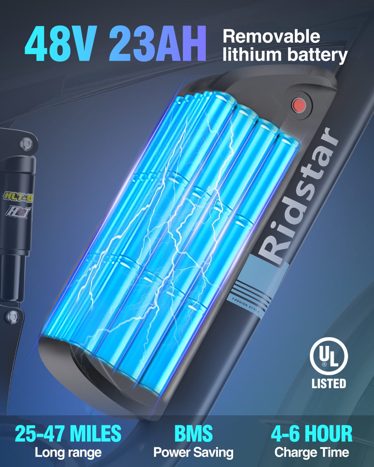 Ridstar® E Bike E26Pro Bicicletta elettrica pieghevole da montagna con pneumatici larghi