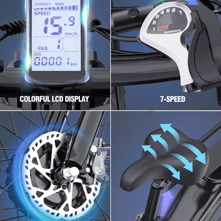 Ridstar® E Bike E26Pro Bicicletta elettrica pieghevole da montagna con pneumatici larghi