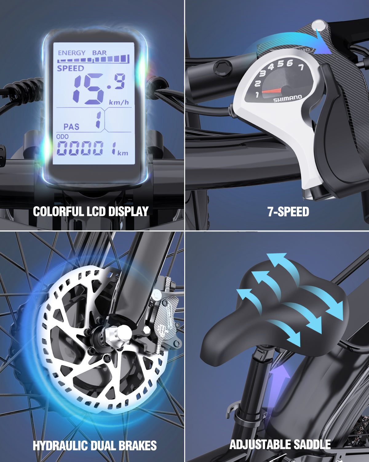 Ridstar® E Bike E26Pro Bicicletta elettrica pieghevole da montagna con pneumatici larghi