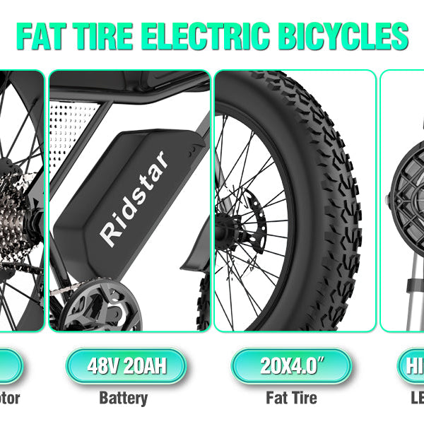 Ridstar Upgraded Q20 1500W Fat Tire Electric Bicycle